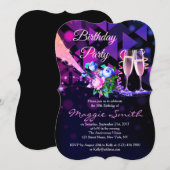 Fantastische bloemen en Champagne Day Invite Kaart (Voorkant / Achterkant)