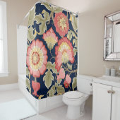 Fantastische bloemen in retro, , jakobenompen douchegordijn (In situ)