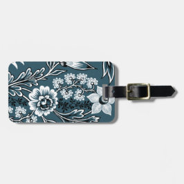 Fantastische Bloemen (Leisteen Teal) Fijne Kunst Bagagelabel