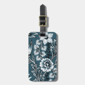 Fantastische Bloemen (Leisteen Teal) Fijne Kunst Bagagelabel (Voorkant verticaal)