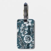 Fantastische Bloemen (Leisteen Teal) Fijne Kunst Bagagelabel (Achterkant verticaal)