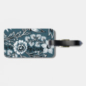 Fantastische Bloemen (Leisteen Teal) Fijne Kunst Bagagelabel (Achterkant horizontaal)