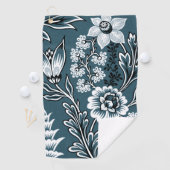 Fantastische Bloemen (Leisteen Teal) Fijne Kunst Golfhanddoek (Insitu)