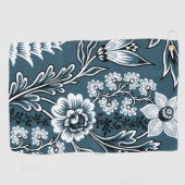 Fantastische Bloemen (Leisteen Teal) Fijne Kunst Golfhanddoek (Horizontaal)
