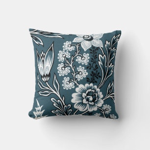Fantastische Bloemen (Leisteen Teal) Fijne Kunst Kussen