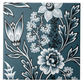 Fantastische Bloemen (Leisteen Teal) Fijne Kunst Tegeltje