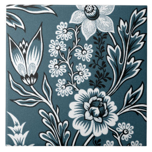 Fantastische Bloemen (Leisteen Teal) Fijne Kunst Tegeltje