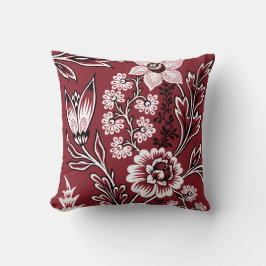 Fantastische Bloemen (Maroon) Fijne Kunst Kussen