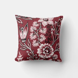 Fantastische Bloemen (Maroon) Fijne Kunst Kussen