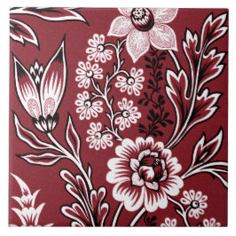 Fantastische Bloemen (Maroon) Fijne Kunst Tegeltje