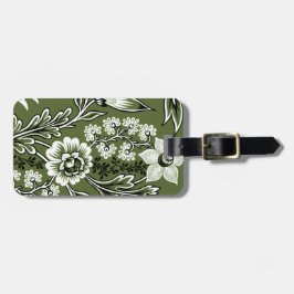 Fantastische Bloemen (Mosgroen) Fijne Kunst Bagagelabel