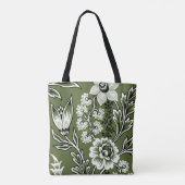 Fantastische Bloemen (Mosgroen) Fijne Kunst Tote Bag (Achterkant)