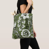 Fantastische Bloemen (Mosgroen) Fijne Kunst Tote Bag (Dichtbij)