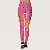 Fantastische Bloemen op Franse Roze Print Leggings (Achterkant)
