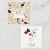 Fantastische bloemen roze groene gepatterde bloeme vierkante visitekaartje (Voorkant / Achterkant)