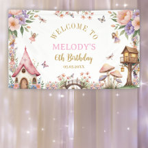 Fantastische Bloemenfee 6e verjaardag Banner