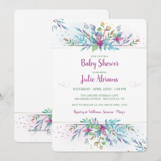 Fantastische Bloemenuitnodiging Kaart (Voorkant / Achterkant)