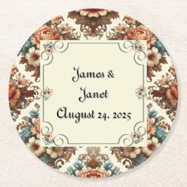 Fantastische bloemige botercrème op maat gemaakte ronde kartonnen onderzetter