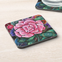 Fantastische bloemige roze roos Art Nouveau botani