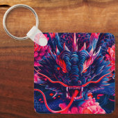 Fantastische Bloesemwoede Draak Sleutelhanger (Voorkant)