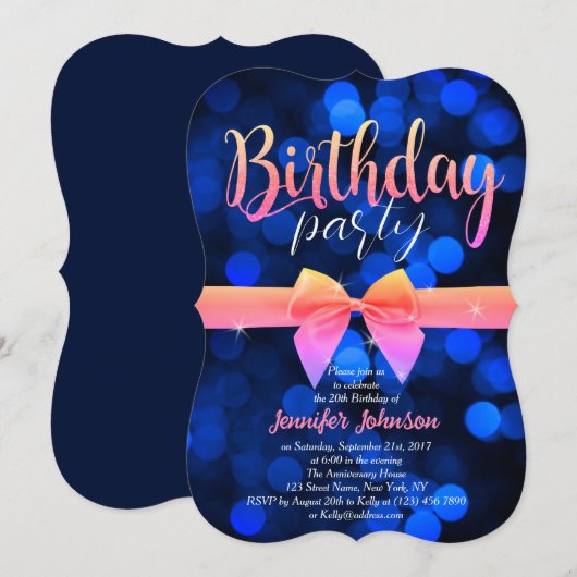 Fantastische Blue Bubbles Bday Party Invite Kaart (Voorkant / Achterkant)