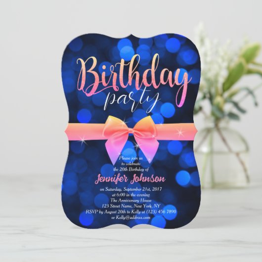 Fantastische Blue Bubbles Bday Party Invite Kaart (Staand voorkant)