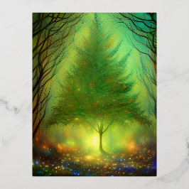 Fantastische boom folie feestdagen briefkaart