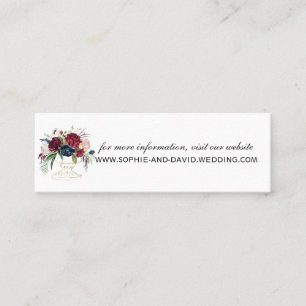 Fantastische bordeauxblauwe bloemen website bruilo mini visitekaartje