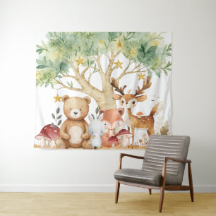 Fantastische Bosdieren Achtergrond Wandkleed