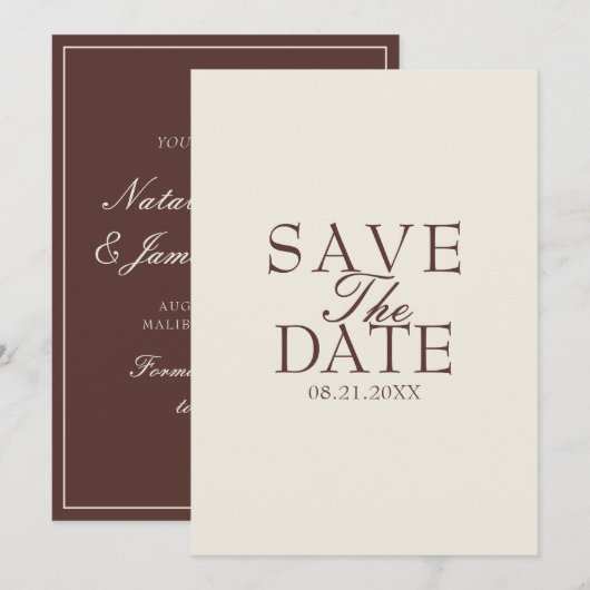 Fantastische Chocolade Bruine Oude Rijke Retro Bru Save The Date (Voorkant / Achterkant)
