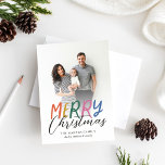 Fantastische Colorful Merry-kerstfoto Feestdagenkaart<br><div class="desc">Maak dit vakantieseizoen een stijlvolle verklaring met deze feestelijke en feestelijke fotokaart. De voorzijde is voorzien van een afspeelbaar kleurrijk gestileerd type en aangepaste tekst. De achterzijde is voorzien van een passend kleurrijk puntpatroon voor een extra speciale aanraking. Ga naar mijn winkel voor meer stijlvolle vakantiekaarten.</div>