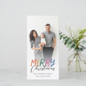 Fantastische Colorful Merry-kerstfoto Feestdagenkaart (Staand voorkant)