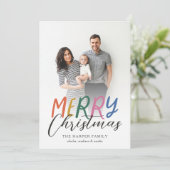 Fantastische Colorful Merry-kerstfoto Feestdagenkaart (Staand voorkant)