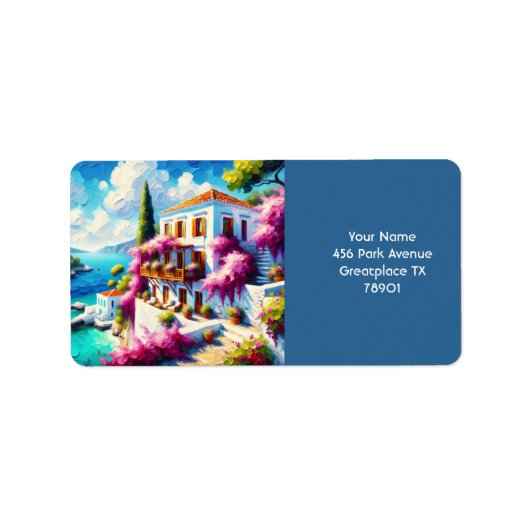 Fantastische Cute Zee Villa Huis Etiket (Voorkant)