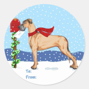 Fantastische Dane-kerstmail met UC-cadeautjes Labe Ronde Sticker