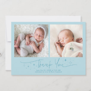 Fantastische Dankjewel Script Turquoise Geboorte Aankondiging