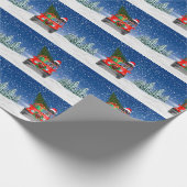 Fantastische danshond met kerstcadeaus cadeaupapier (Hoek)