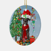 Fantastische danshond met kerstcadeaus keramisch ornament (Rechts)