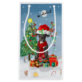 Fantastische danshond met kerstcadeaus klein cadeauzakje (Voorkant)