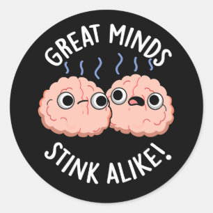 Fantastische denkkerij als Funny Brain Pun Dark BG Ronde Sticker