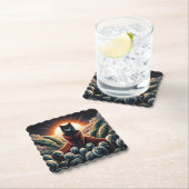 Fantastische digitale kunst: Night Sky Cat Omsinge Kartonnen Onderzetters (Insitu)