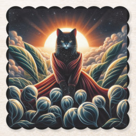 Fantastische digitale kunst: Night Sky Cat Omsinge Kartonnen Onderzetters