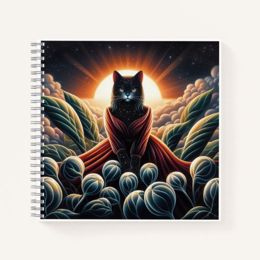 Fantastische digitale kunst: Night Sky Cat Omsinge Notitieboek (Voorkant)