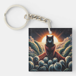 Fantastische digitale kunst: Night Sky Cat Omsinge Sleutelhanger