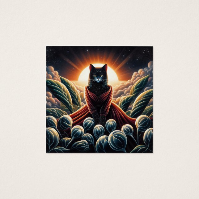 Fantastische digitale kunst: Night Sky Cat Omsinge Vierkante Visitekaartjes (Voorkant)
