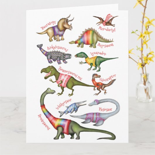 Fantastische dinosaurussen blanco kaart (Gele Bloem)