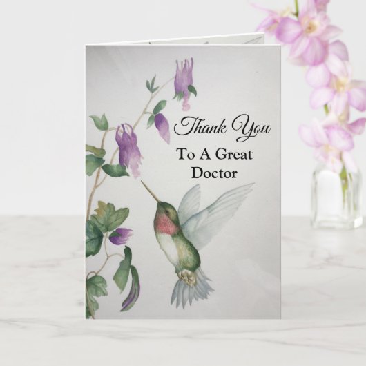 Fantastische dokter Hartelijk dank voor Hummingbir Kaart (Orchidee)