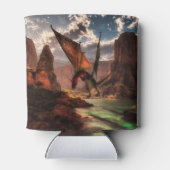 Fantastische draak in de bergen blikjeskoeler (Achterkant)