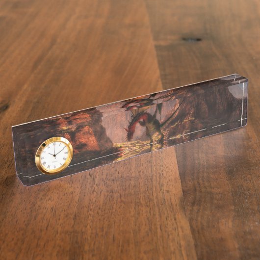 Fantastische draak in de bergen naambordje (Zijkant)