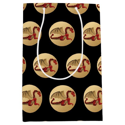 Fantastische Dragon Red en Gold v4 Medium Cadeauzakje (Voorkant)